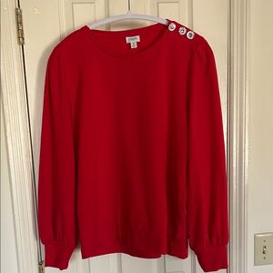 J. Crew Red Sweatshirt with Button Detail